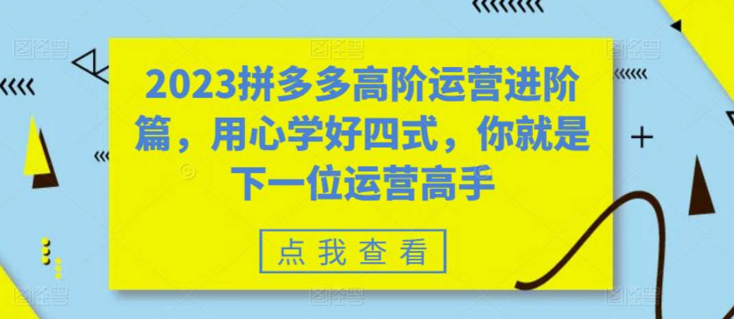 2023拼多多高阶运营进阶篇，用心学好四式，你就是下一位运营高手