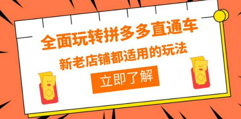 全面玩转拼多多直通车，新老店铺都适用的玩法（12节精华课）