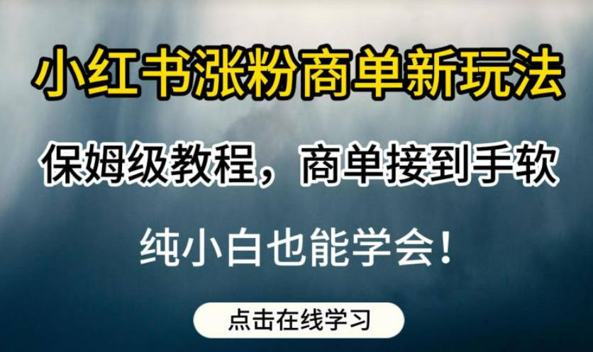 小红书涨粉商单新玩法，保姆级教程，商单接到手软，纯小白也能学会【揭秘】