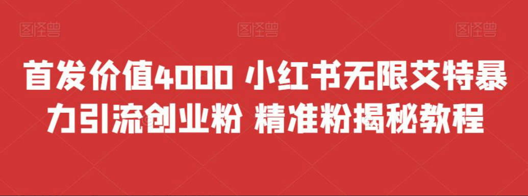 首发价值4000 小红书无限艾特暴力引流创业粉 精准粉揭秘教程