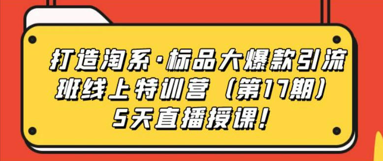 打造淘系·标品大爆款引流班线上特训营（第17期）5天直播授课！