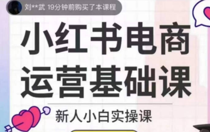 小红书电商运营基础课，新人小白实操课