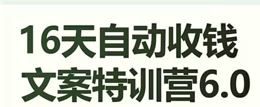 16天自动收钱文案特训营6.0，学会儿每天自动咔咔收钱