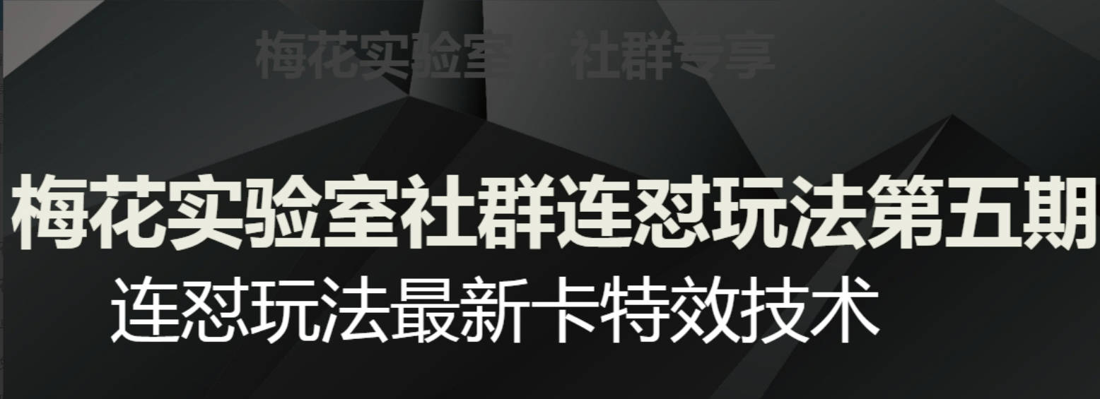 梅花实验室社群连怼玩法第五期，视频号连怼玩法最新卡特效技术