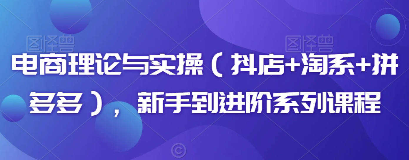 电商理论与实操（抖店+淘系+拼多多），新手到进阶系列课程