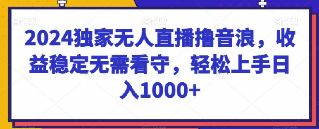 2024独家无人直播撸音浪，收益稳定无需看守，轻松上手日入1000+【揭秘】