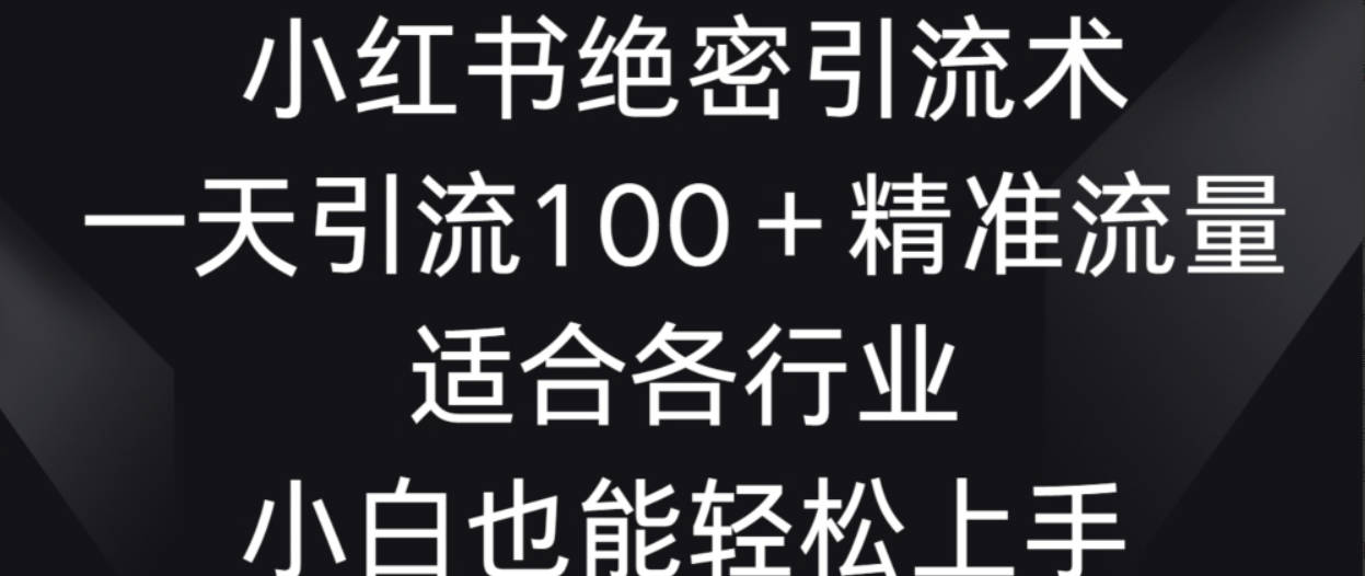 小红书绝密引流术，一天引流100+精准流量，适合各个行业，小白也能轻松上手【揭秘】