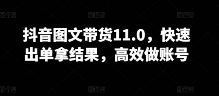 抖音图文带货11.0，快速出单拿结果，高效做账号