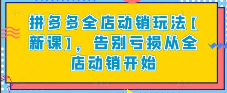 老陶拼多多全店动销玩法【新课】，告别亏损从全店动销开始