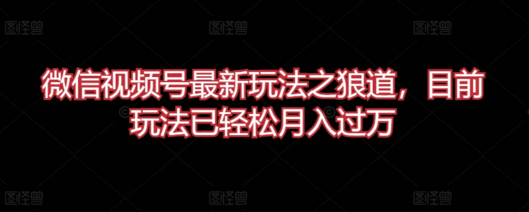 微信视频号最新玩法之狼道，目前玩法已轻松月入过万【揭秘】