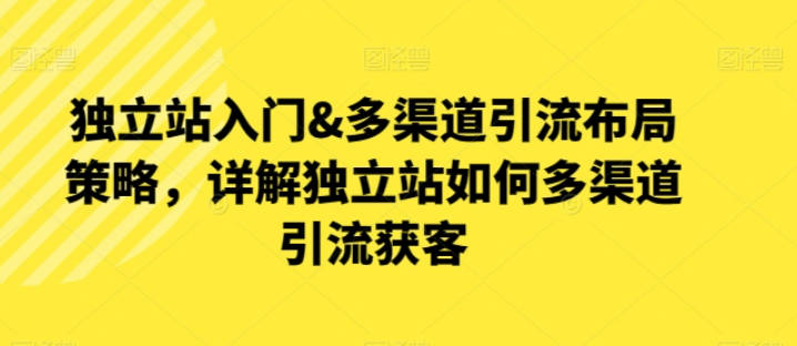 优乐出海独立站入门&多渠道引流布局策略，详解独立站如何多渠道引流获客