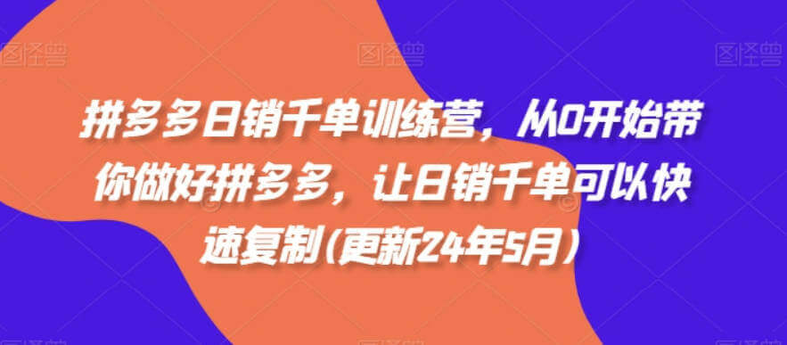 拼多多日销千单训练营，从0开始带你做好拼多多，让日销千单可以快速复制(更新25年2月)