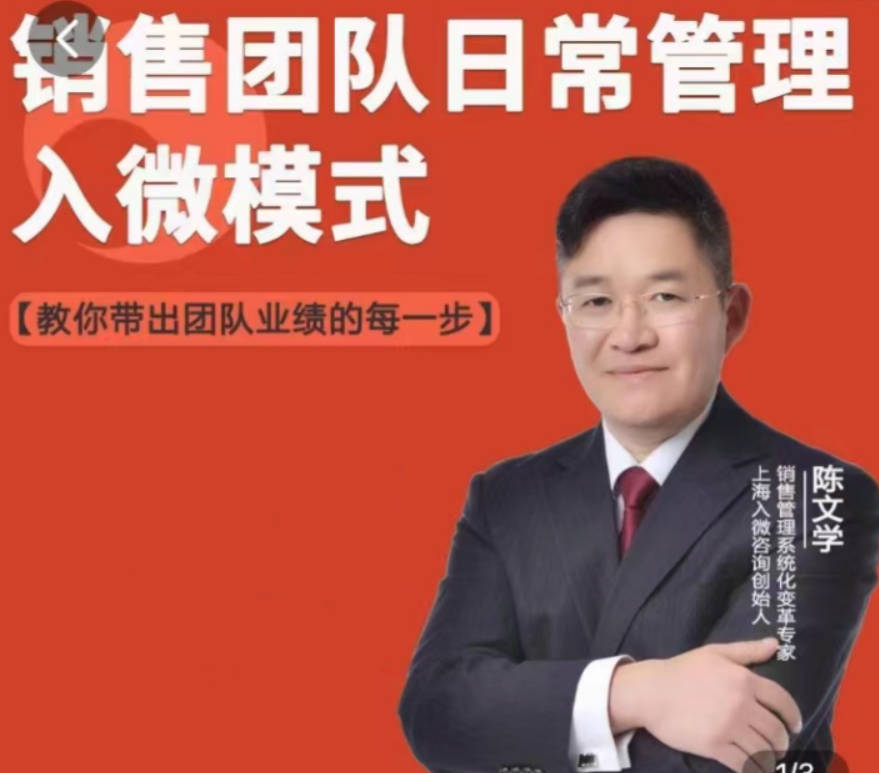 陈文学-销售团队日常管理—入微模式-教你做销售