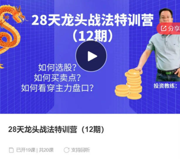 天智一飞28天龙头战法特训营（12期）