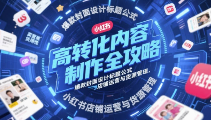 高转化内容制作全攻略，爆款封面设计标题公式，小红书店铺运营与货源管理
