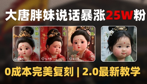 AI大唐胖贵妃说话2.0，40条视频暴涨40w粉，附独家变现攻略