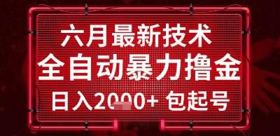 六月最新技术全自动暴力撸金，稳定日入2k+包起号，长期稳定【揭秘】