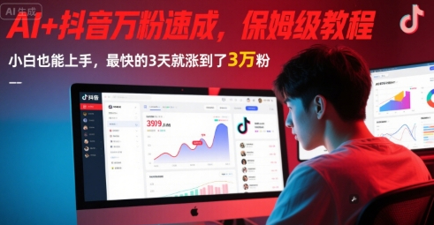 AI+抖音万粉速成，保姆级教程，小白也能上手，最快的3天就涨到了3万粉