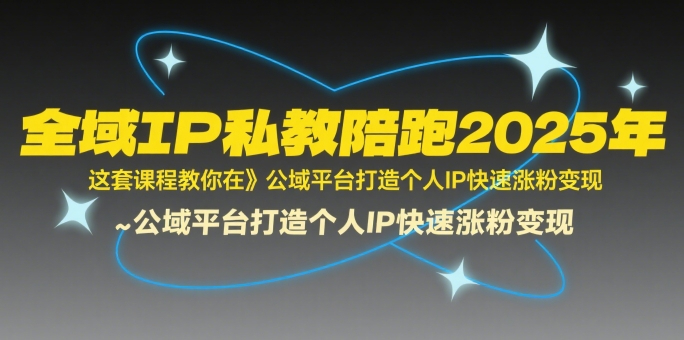 全域IP私教陪跑2025年，这套课程教你在公域平台打造个人IP快速涨粉变现