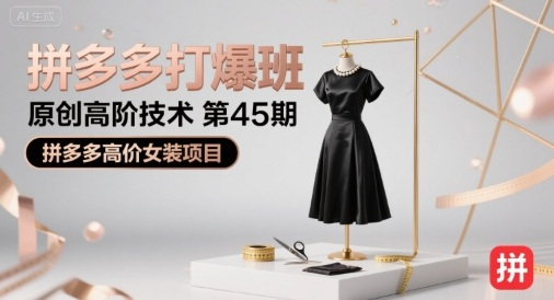 叮当会拼多多打爆班原创高阶技术第45期，拼多多高价女装项目