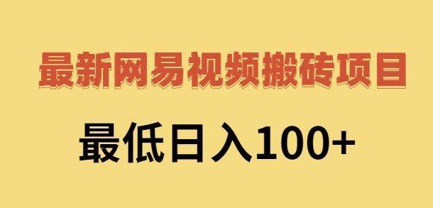 2022网易视频搬砖赚钱，日收益120（视频教程+文档）