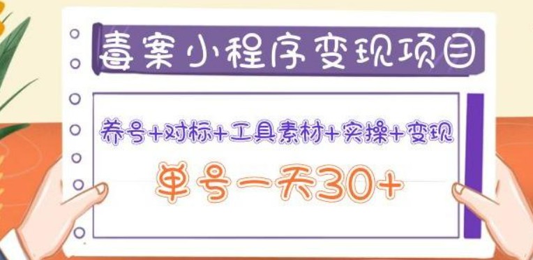 森罗万项毒案小程序变现项目：养号+对标+工具素材+实操+变现，单号一天30+