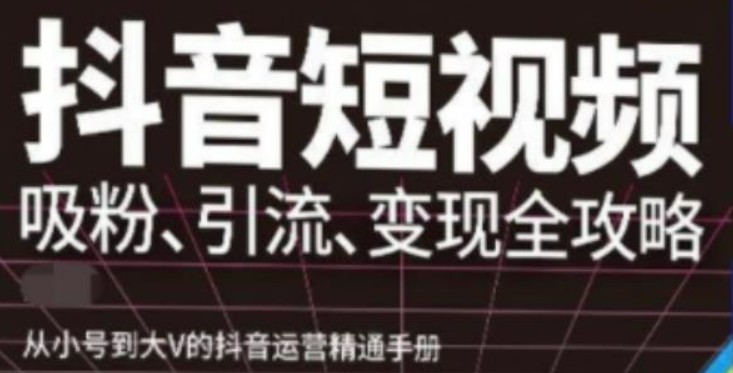 抖音视频号高级实操与理论课程：吸粉、引流、变现全攻略，从小号到大V的抖音运营精通手册