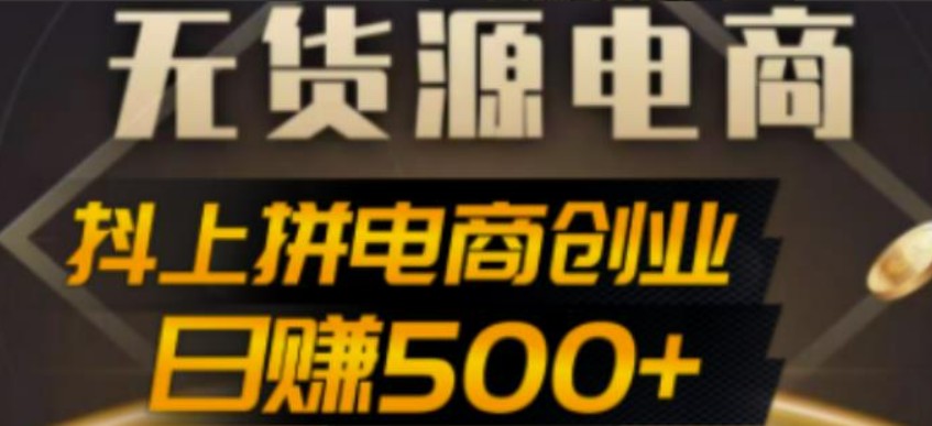 抖上拼无货源电商创业项目、外面收费12800，日赚500+的案例解析参考