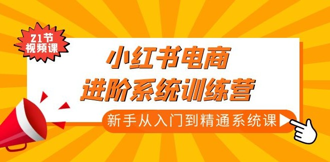 小红书电商进阶系统训练营：新手从入门到精通系统课（21节视频课）