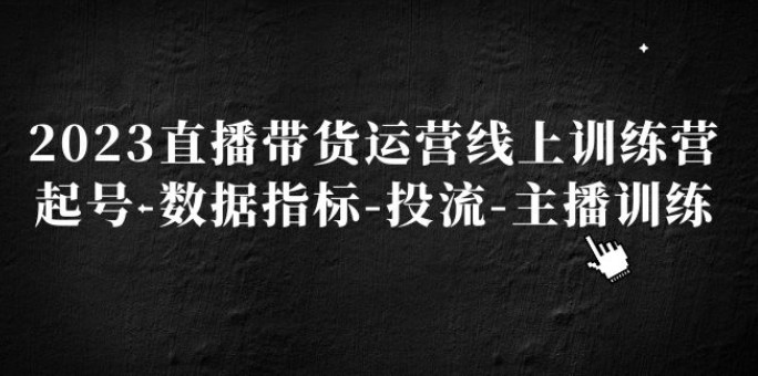 2023直播带货运营线上训练营，起号-数据指标-投流-主播训练