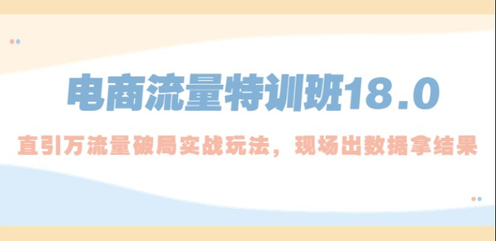 电商流量特训班18.0，直引万流量破局实操玩法，现场出数据拿结果