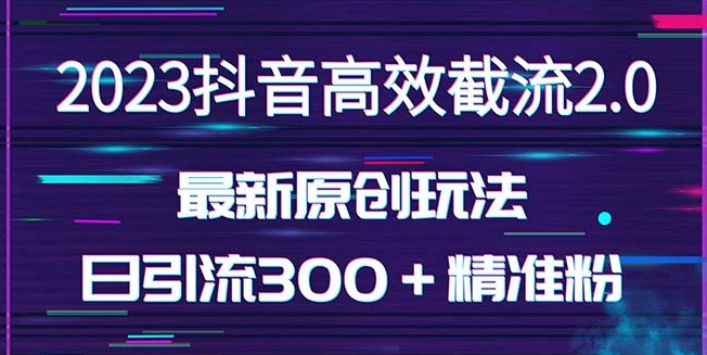 日引300＋创业粉，独家抖音高效截流2.0玩法（价值1280）