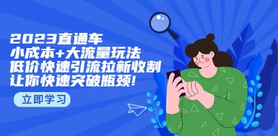 2023直通小成本+大流量玩法，低价快速引流拉新收割，让你快速突破瓶颈!