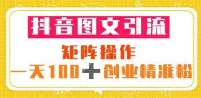 抖音图文引流 矩阵操作 一天100+创业精准粉（5节视频课+素材模板）